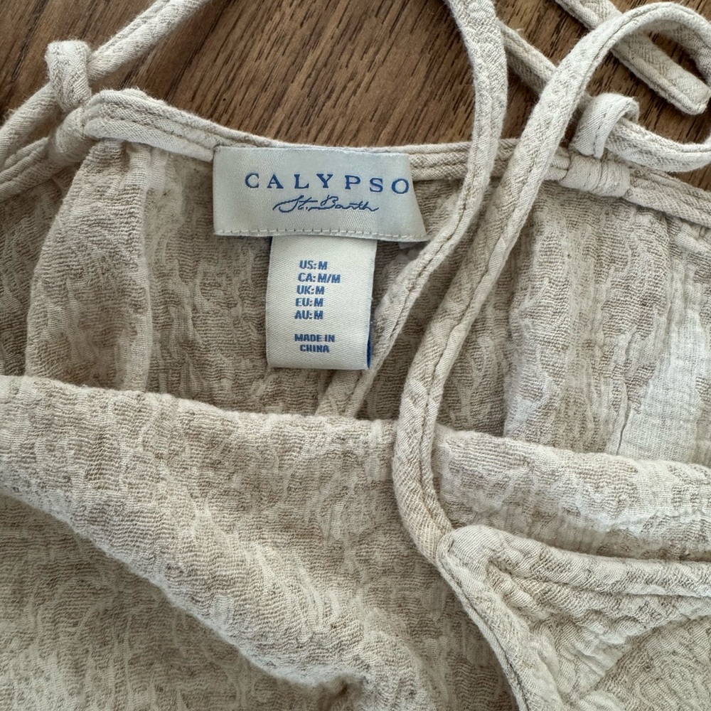 Calypso St. Barth Beige Textured Midi Dress Sz M